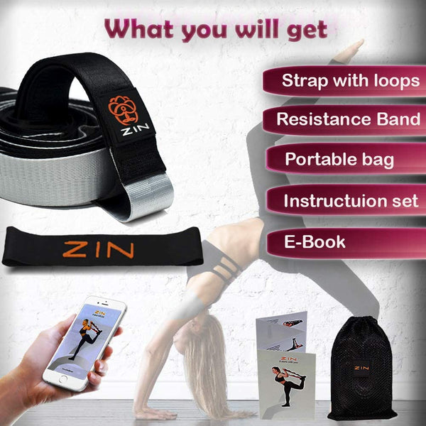 ZIN Stretching Strap Yoga with Loops for Stretch.Yoga Stretch Strap for Hamstring Stretcher, Exercise Yoga Strap for Stretching