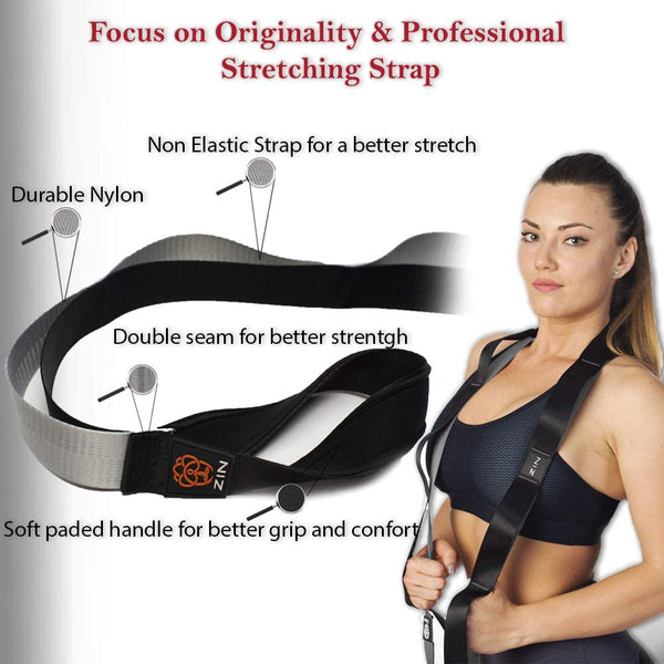 ZIN Stretching Strap Yoga with Loops for Stretch.Yoga Stretch Strap for Hamstring Stretcher, Exercise Yoga Strap for Stretching